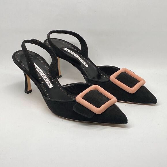 Manolo Blahnik Maysli Suede Buckle Slingback Pumps size 36 - Picture 7 of 13